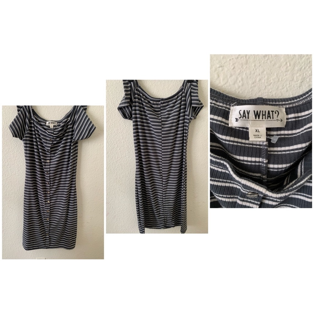 ✨Grey and White Striped Mini Dress✨
